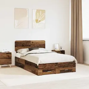 Vidaxl cadre de lit bois ancien 120 x 190 cm bois d'ingénierie pas cher