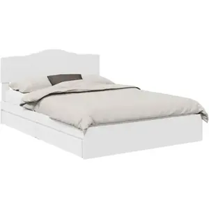 vidaXL Lit de rangement avec tête de lit Blanc 140 x 200 cm Bois composite pas cher