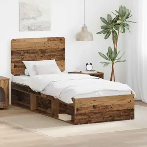 vidaXL Cadre de lit en vieux bois 90 x 200 cm Pin massif pas cher