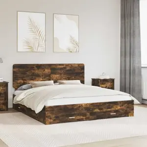 vidaXL Cadre de lit Chêne fumé 200 x 200 cm Bois composite