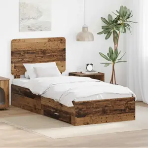 vidaXL Cadre de lit avec tête de lit en vieux bois 90 x 200 cm pas cher