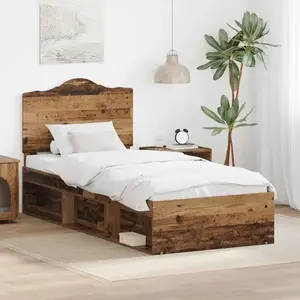 vidaXL Cadre de lit en vieux bois 90 x 190 cm Pin massif pas cher