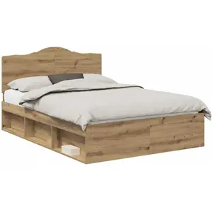 vidaXL Cadre de lit avec tête de lit artisanale en chêne 140 x 190 cm pas cher