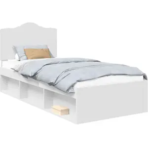 vidaXL Cadre de lit avec tête de lit blanc 90 x 200 cm Pin massif pas cher