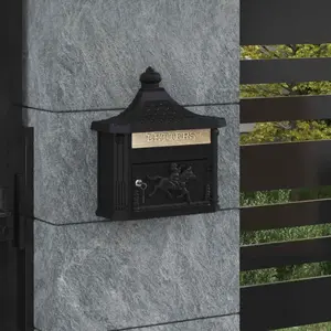 vidaXL Boîte aux lettres murale avec stockage Noir 40.5 x 15.5 x 44 cmVendu parvidaxl