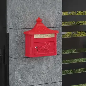 Comparateur de prix : vidaXL Boîte aux lettres murale avec porte Rouge 40.5 x 15.5 x 44 cm