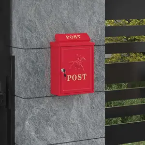 Comparateur de prix : vidaXL Boîte aux lettres murale Rouge 29 x 13 x 41 cm Aluminium coulé