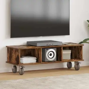 vidaXL Support TV Chêne fumé 100 x 35 x 35 cm Bois composite pas cher