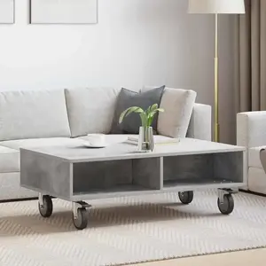 vidaXL Table d'appoint avec roues Gris béton 90 x 50 x 30 cm