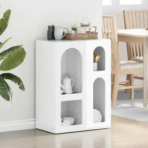 vidaXL Buffet Blanc brillant 59 x 35 x 80,5 cm Bois d'ingénierie pas cher