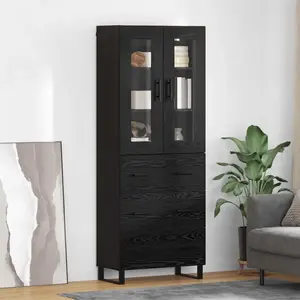 vidaXL Haut Armoire 2 pcs Chêne noir Bois Aggloméré et Verre pas cher