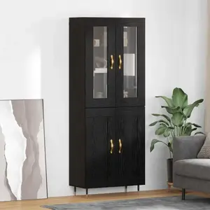 vidaXL Highboard 2 pcs noir imitation chêne 69,5 x 34 x 180 cm pas cher