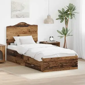Vidaxl cadre de lit bois ancien 100 x 200 cm bois d'ingénierie pas cher