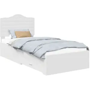 vidaXL Cadre de lit avec tête de lit Blanc 90 x 190 cm Bois composite pas cher