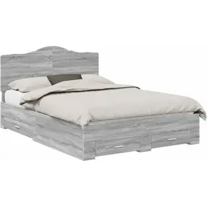 vidaXL Cadre de lit gris Sonoma 140 x 200 cm Bois composite pas cher