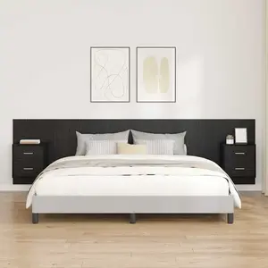 vidaXL Tête de lit avec armoire 3 pcs Chêne noir Bois d'ingénierie pas cher