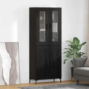 vidaXL Highboard 2 pcs noir imitation chêne 69,5 x 34 x 180 cm pas cher