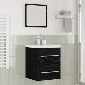 vidaXL Armoire pour lavabo noir aspect chêne 41 x 38,5 x 48 cm pas cher