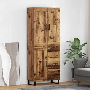 vidaXL Haut Armoire 2 pcs Bois Ancien Bois Aggloméré et Verre pas cher