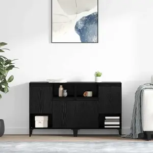 vidaXL Sideboards 2 pcs noir imitation chêne 60 x 35 x 70 cm pas cher
