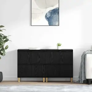 vidaXL Sideboards 2 pcs noir imitation chêne 60 x 35 x 70 cm pas cher