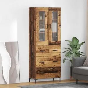 Vidaxl haut armoire avec tiroir 2 pcs bois ancien bois d'ingénierie pas cher