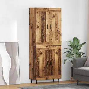 vidaXL Haut Armoire 2 pcs Bois Ancien Bois Aggloméré et Verre pas cher