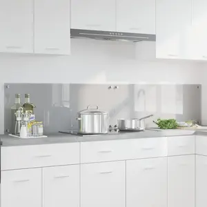 vidaXL Protection de cuisine 2 pcs Gris clair 100 x 40 cm verre trempé pas cher