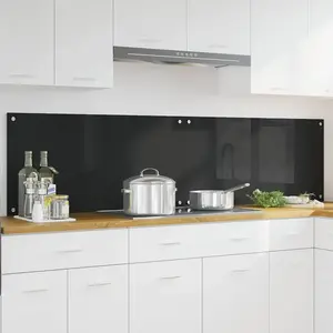 Comparateur de prix : vidaXL Protection de cuisine Noir 100 x 50 x 0,8 cm verre trempé