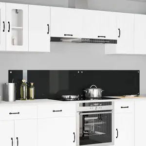 vidaXL Protection de cuisine 2 pcs Noir 110 x 40 cm verre trempéVendu parvidaxl