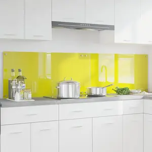 Comparateur de prix : vidaXL Protection de cuisine 2 pcs Jaune 100 x 50 cm verre trempé