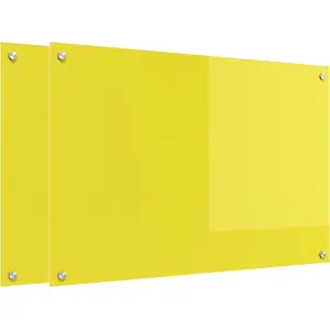 vidaXL Dos de cuisine 2 pcs Jaune 90 x 60 cm Verre trempé pas cher