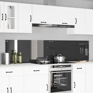 vidaXL Protection de cuisine 2 pcs Gris foncé 110 x 50 cm verre trempé pas cher