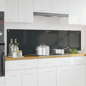 vidaXL Protection de cuisine 2 pcs Gris foncé 90 x 50 cm verre trempé pas cher