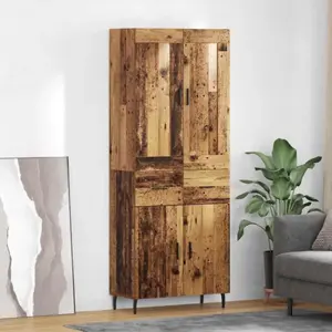 vidaXL Haut Armoire 2 pcs Bois Ancien Bois Aggloméré et Verre pas cher