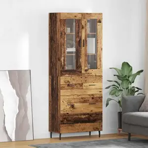 vidaXL Haut Armoire 2 pcs Bois Ancien Bois Aggloméré et Verre pas cher