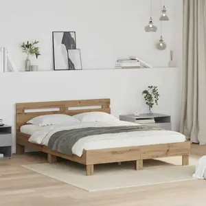 vidaXL vidaXL Cadre de lit Chêne artisanal 140 x 200 cm Bois d'ingénierie pas cher