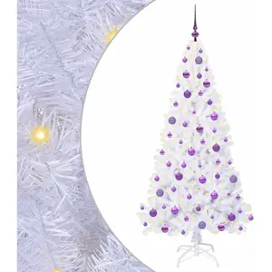 vidaXL Sapin de Noël artificiel blanc 180 cm PVC et acier pas cher