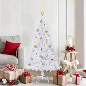 vidaXL Sapin de Noël artificiel blanc 150 cm PVC et acier pas cher