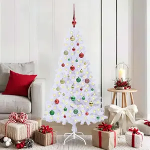 vidaXL Sapin de Noël artificiel blanc 150 cm PVC et acier pas cher