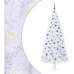 vidaXL Sapin de Noël artificiel blanc 210 cm PVC et acier pas cher