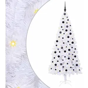 vidaXL Sapin de Noël artificiel blanc 210 cm PVC et acier pas cher