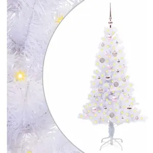 vidaXL Sapin de Noël artificiel blanc 150 cm PVC et acier pas cher