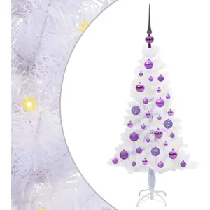vidaXL Sapin de Noël artificiel blanc 120 cm PVC et acier pas cher