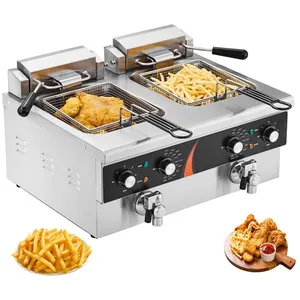 Friteuse Électrique - DUOKU - EF-6V-2 - Acier Inoxydable - Double Cuve...Vendu parcdiscount