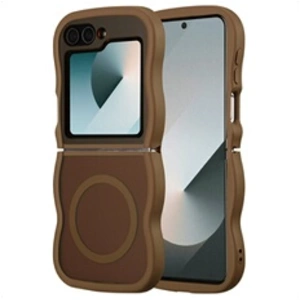 Selencia Coque Wavy MagSafe Samsung Galaxy Z Flip 6 - Mocha Brown pas cher