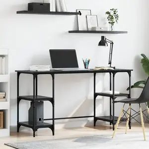 vidaXL Bureau Chêne noir 140 x 50 x 75 cm Bois d'ingénierie pas cher