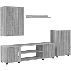 vidaXL Ensemble de meuble TV 4 pièces Montage mural 4 pcs Sonoma gris pas cher
