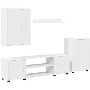 vidaXL Ensemble de meuble TV 4 pièces 4 pcs Blanc Bois d'ingénierie pas cher