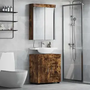 vidaXL Ensemble de mobilier de salle de bain TULUM Chêne fumé pas cher